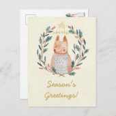 メリークリスマスのヒイラギのリースの孤の郵便はがき シーズンポストカード (正面/裏面)