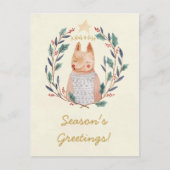 メリークリスマスのヒイラギのリースの孤の郵便はがき シーズンポストカード (正面)