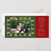 メリークリスマスのヒイラギフレームの写真カード シーズンカード (正面/裏面)