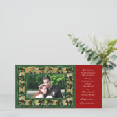 メリークリスマスのヒイラギフレームの写真カード シーズンカード (スタンド正面)