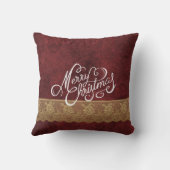 メリークリスマスのビロードのレースの赤い金ゴールドの休日 クッション (裏面)