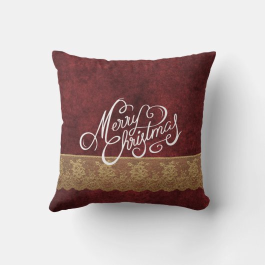 メリークリスマスのビロードのレースの赤い金ゴールドの休日 クッション (裏面)