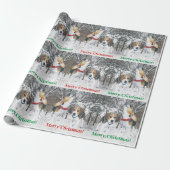 メリークリスマスのビーグル犬の子犬及び森の包装紙 ラッピングペーパー (アンロールド)