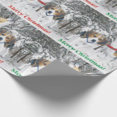 メリークリスマスのビーグル犬の子犬及び森の包装紙 ラッピングペーパー (角)