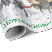 メリークリスマスのビーグル犬の子犬及び森の包装紙 ラッピングペーパー (ロールコーナー)