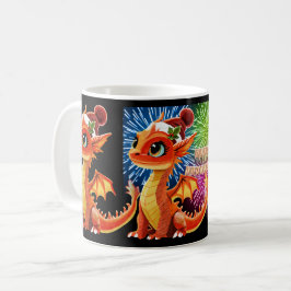 メリークリスマスのビーズドラゴン コーヒーマグカップ