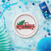 メリークリスマスのピックアップとツリー ペーパープレート (パーティー)