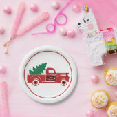 メリークリスマスのピックアップとツリー ペーパープレート (パーティー)