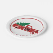 メリークリスマスのピックアップとツリー ペーパープレート (アングル)