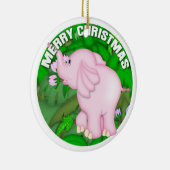 メリークリスマスのピンク象 セラミックオーナメント (右)