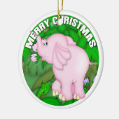 メリークリスマスのピンク象 セラミックオーナメント (左)