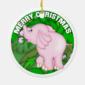 メリークリスマスのピンク象 セラミックオーナメント (裏面)