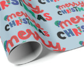 メリークリスマスのフェスティバルプレゼントブルーシームレス ラッピングペーパー (ロールコーナー)