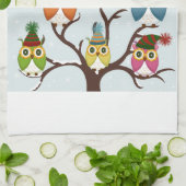 メリークリスマスのフクロウをツリーキッチンタオルに キッチンタオル (折り畳み)