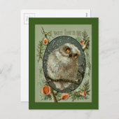 メリークリスマスのフクロウ シーズンポストカード (正面/裏面)