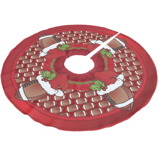 メリークリスマスのフットボールの恋人 ブラッシュドポリエステルツリースカート (アングル)