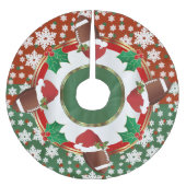 メリークリスマスのフットボールの恋人 ブラッシュドポリエステルツリースカート (正面)