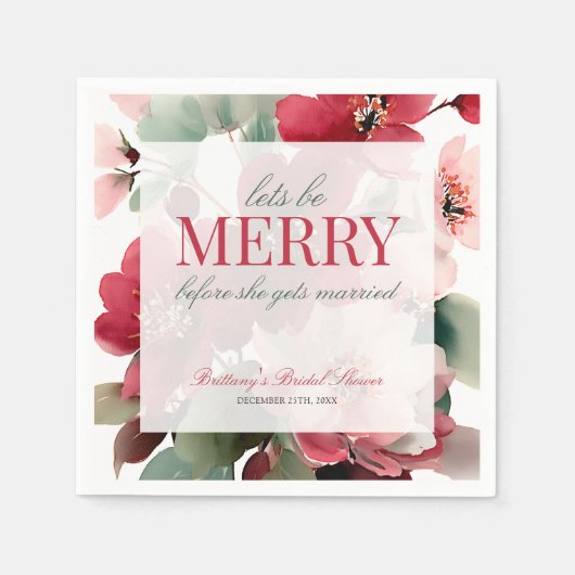 メリークリスマスのブライズシャワーにしよう スタンダードカクテルナプキン (正面)