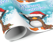 メリークリスマスのペンギンの包装紙 ラッピングペーパー (ロールコーナー)