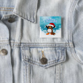 メリークリスマスのペンギンの正方形ボタン 缶バッジ (インサイチュ)