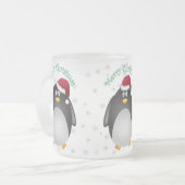 メリークリスマスのペンギンの透明な背景 フロストグラスマグカップ (正面左)