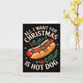 メリークリスマスのホットドッグの男性が欲しいもの カード (黄色い花)