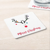 メリークリスマスのミニマリストと抽象芸術トナカイ スクエアペーパーコースター (アングル)