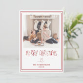 メリークリスマスのミニマリストのクリスマスカード 招待状 (スタンド正面)