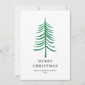 メリークリスマスのミニマリストのグリーンモダンツリー シーズンカード (正面)