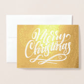 メリークリスマスのミニマリストのハンドレタ金ゴールド 箔カード (封筒付き正面)