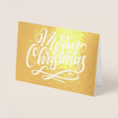 メリークリスマスのミニマリストのハンドレタ金ゴールド 箔カード (正面)