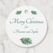 メリークリスマスのミニマリストの緑のエレガント松 フェイバータグ (正面)