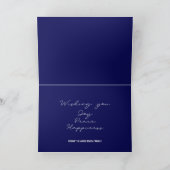 メリークリスマスのミニマリストブルーとホワイト シーズンカード (内部)