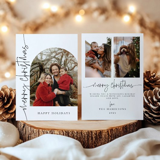 メリークリスマスのミニマリスト家族2024カード シーズンカード