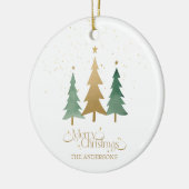 メリークリスマスのミニマリスト松の木白 セラミックオーナメント (左)