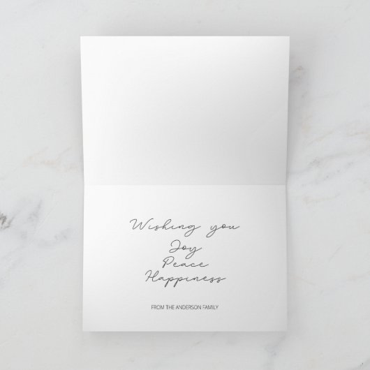 メリークリスマスのミニマリスト白黒 シーズンカード (内部)