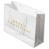 メリークリスマスのミニマリスト黄金色 ラージペーパーバッグ (正面アングル)