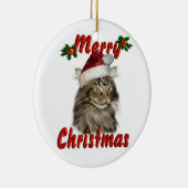 メリークリスマスのメインのあらいぐま猫 セラミックオーナメント (右)