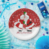 メリークリスマスのヤドリギのサンタの紙皿 ペーパープレート (パーティー)