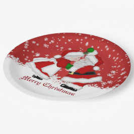 メリークリスマスのヤドリギのサンタの紙皿 ペーパープレート