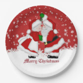 メリークリスマスのヤドリギのサンタの紙皿 ペーパープレート (正面)