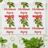 メリークリスマスのヤドリギ キッチンタオル (折り畳み)