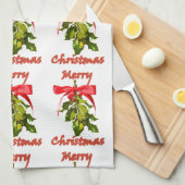 メリークリスマスのヤドリギ キッチンタオル (四つ折り)