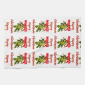 メリークリスマスのヤドリギ キッチンタオル (横)