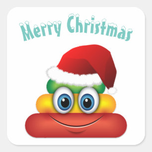 メリークリスマスのユニコーンのウンチのemoji スクエアシール