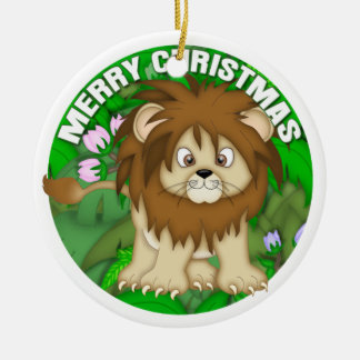 メリークリスマスのライオン セラミックオーナメント