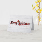 メリークリスマスのランバージャックと(鳥)ショウジョウコウカンチョウ カード (黄色い花)