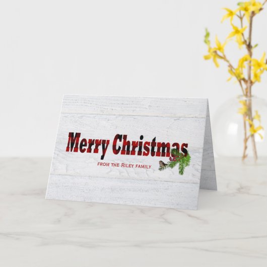 メリークリスマスのランバージャックは鳥と一緒に格子状に羽織った カード (黄色い花)