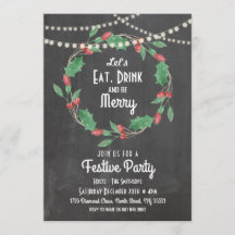 メリークリスマスのリースの招待は飲み物を食べよう及びある
