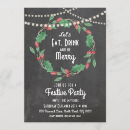 メリークリスマスのリースの招待は飲み物を食べよう及びある 招待状